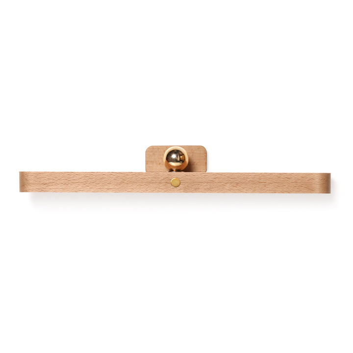 Minimalist Floating Wall Lamp with Brass Ball Accent in Solid Beech Wood Bowlift