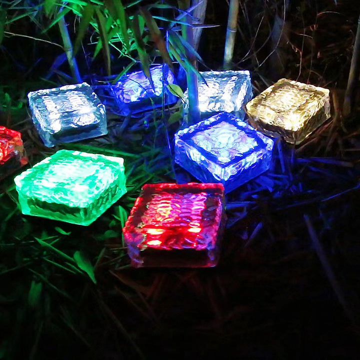 Solar Glass Paver Garden Pathway Light With Integrated Warm LED Modules Bowlift