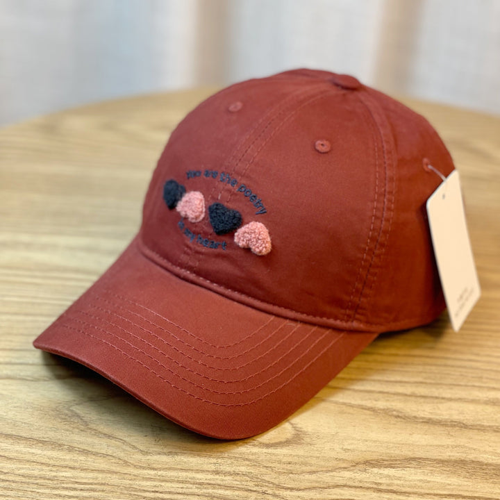 Women's Embroidered Heart Motif Baseball Cap Bowlift