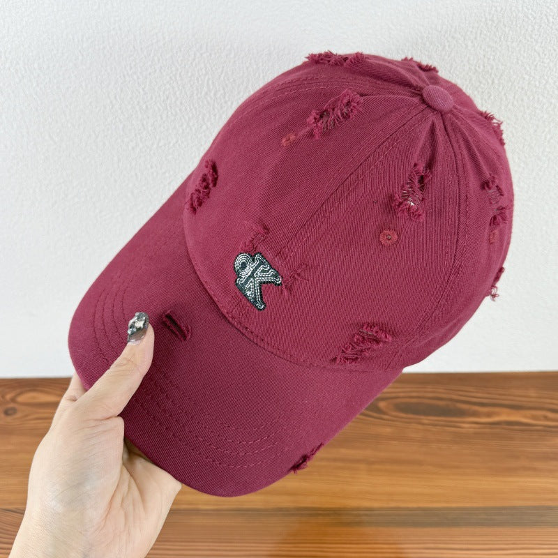 Men's Distressed Adjustable Baseball Cap Bowlift