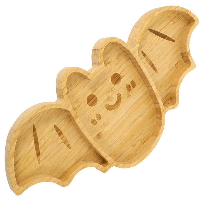 Multiple Compartment Bamboo Serving Plate in Bat Shape