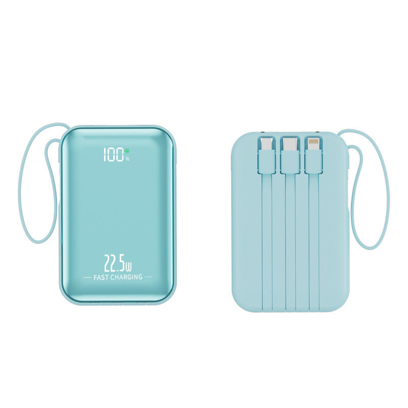 Portable power bank with integrated charging cables and fast charging function Bowlift
