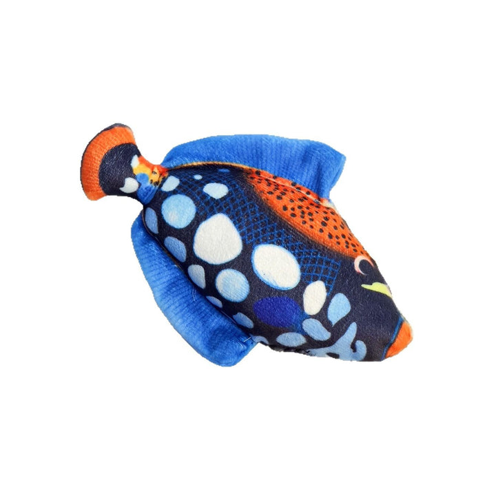 Plush Decorative Fish Pillow with Velvet Back and Patterned Front Bowlift