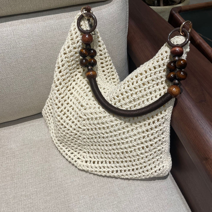 Hand-knotted bag with wooden handles Bowlift