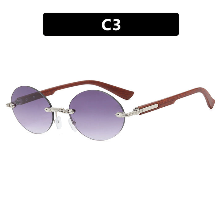Women's round sunglasses with elegant wooden frame and UV protection Bowlift