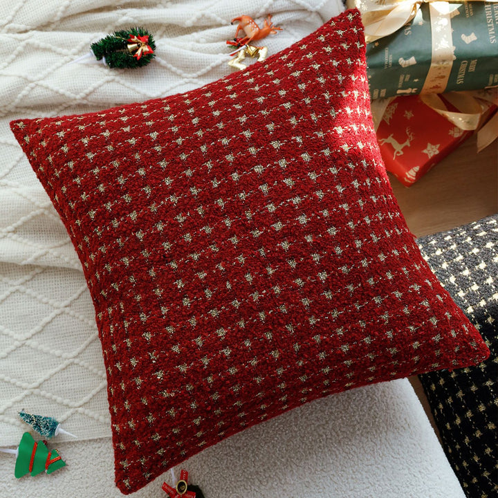 Patterned Boucle Decorative Pillow with Houndstooth Structure Bowlift