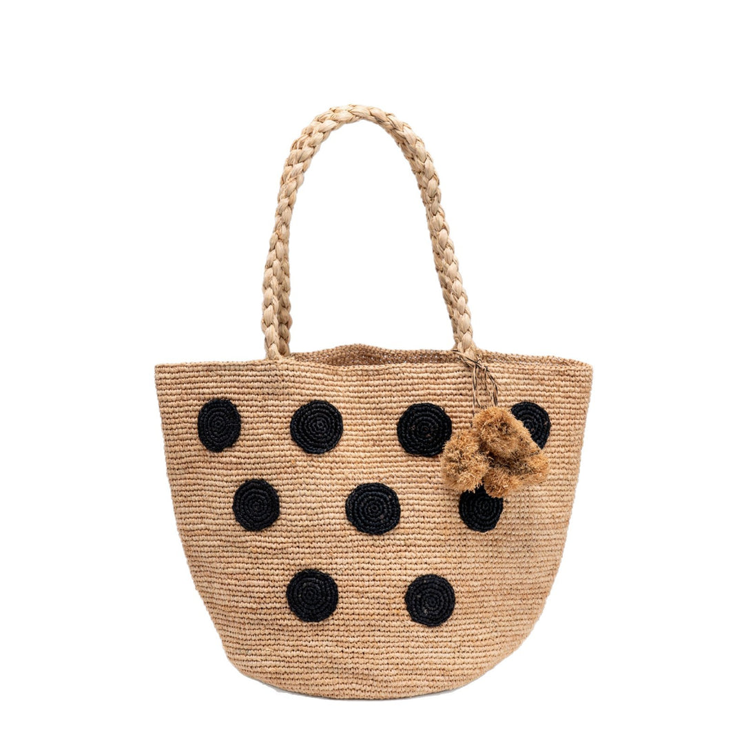 Braided beach bag with decorative 3D dot pattern Bowlift