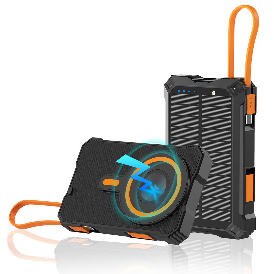 Solar-powered power bank with wireless charger Bowlift