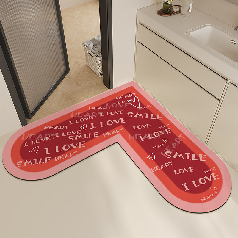Modern Heart-Shaped Kitchen Mat Bowlift