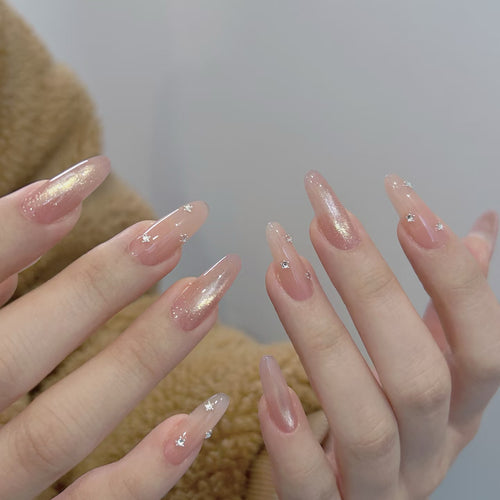 Elegant artificial nails with glitter accents Bowlift