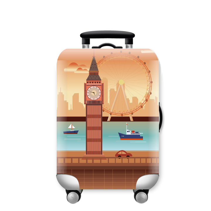 Unisex Hard Shell Travel Suitcase with Urban Skyline Design Bowlift
