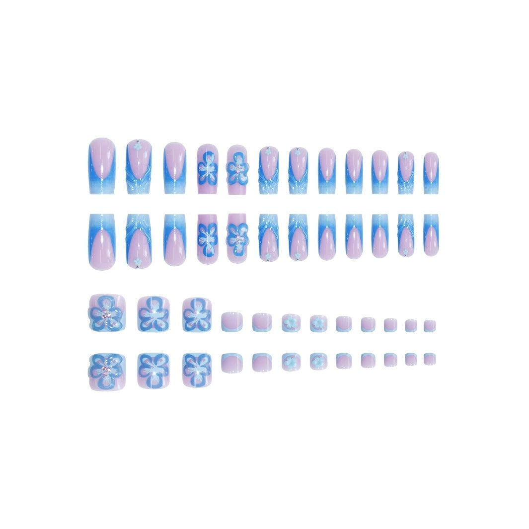 Artistic Floral Acrylic Press-On Nails Bowlift