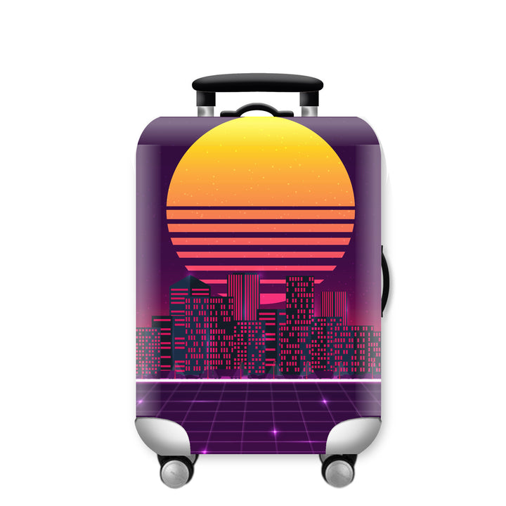 Women Hard Shell Suitcase with Urban Skyline Motif Bowlift