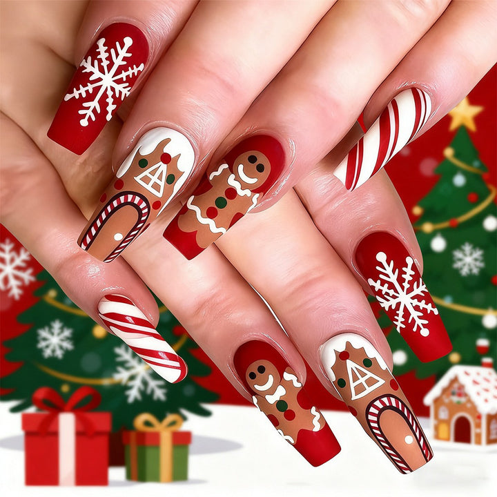 Artificial nail set with festive Christmas design Bowlift