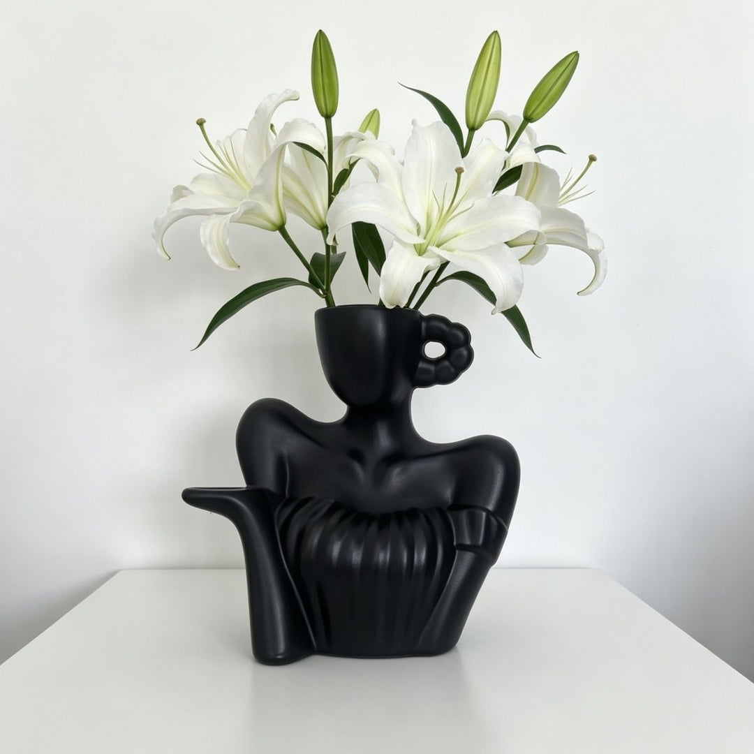 Decorative Lady Figure Watering Can Bowlift
