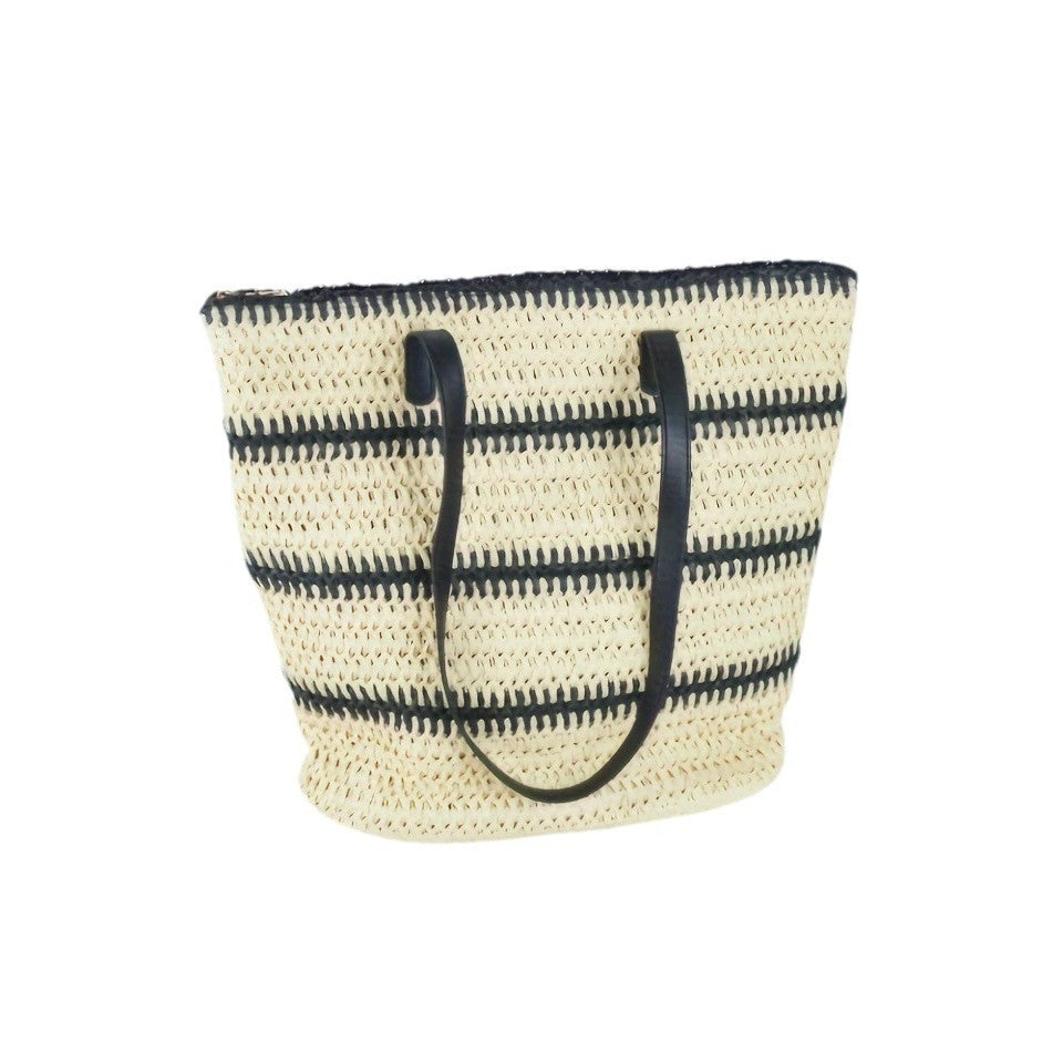 Handmade beach bag with striking leather handles Bowlift