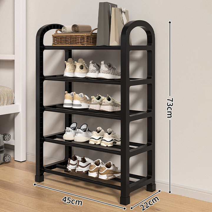 Multi-Tier Narrow Shoe Storage Rack With Arched Side Frame And Slim Footprint