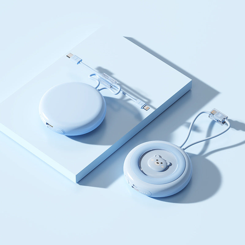 Compact power bank with integrated charging cable and stylish design Bowlift