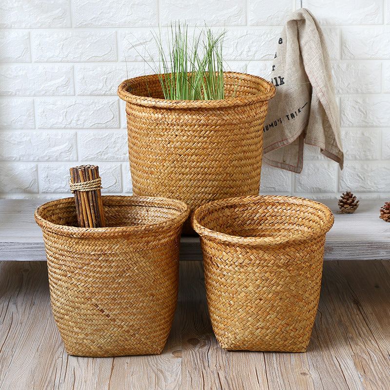 Handcrafted Natural Fiber Storage Bin Bowlift