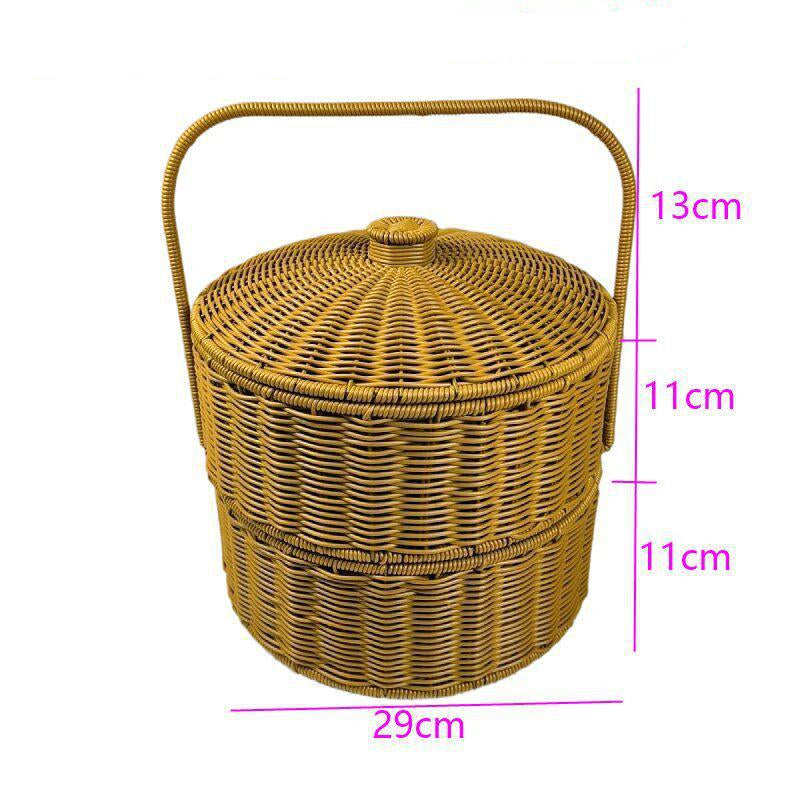 Multi-Layer Woven Picnic Storage Basket Bowlift
