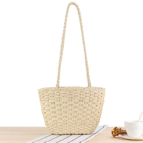 Braided handbag made of natural raffia with robust carrying straps Bowlift