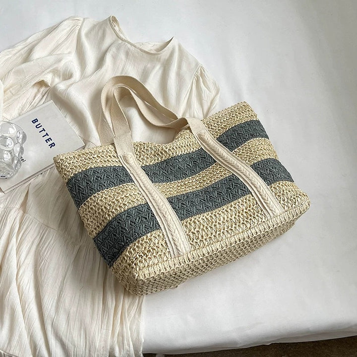 Handcrafted beach bag with distinctive striped design Bowlift