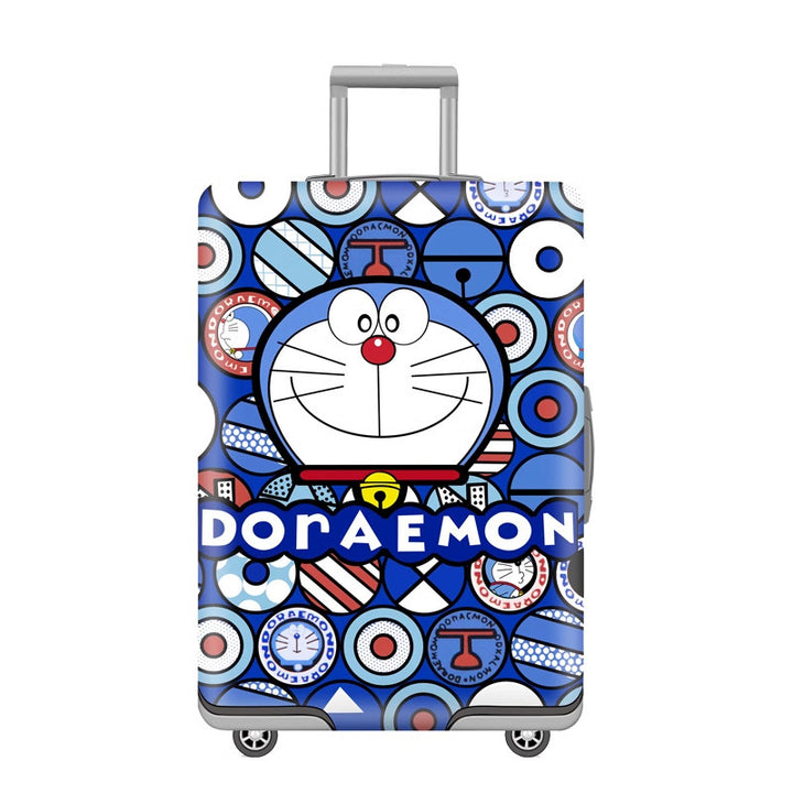 Unisex nan elastic motif suitcase cover made of stretchable polyester with handle and wheel openings Bowlift