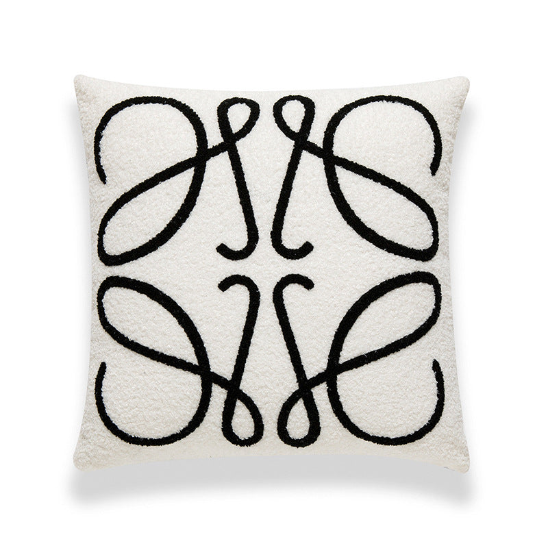 Square decorative pillow cover with horizontal plush rib structure and soft teddy fleece Bowlift
