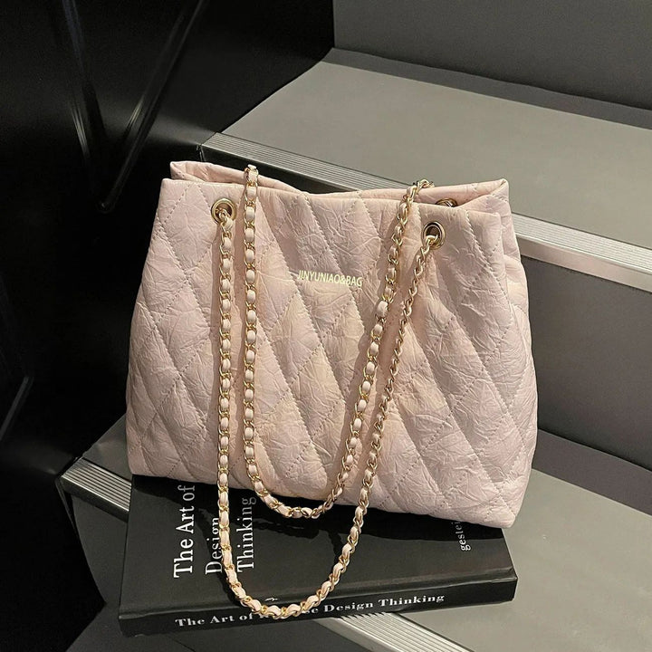 Quilted Chain-Detail Tote Bag Bowlift