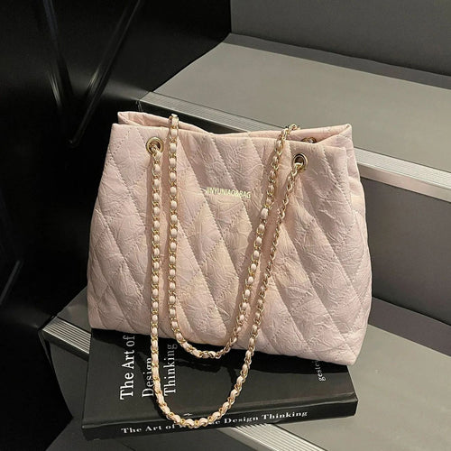 Quilted Chain-Detail Tote Bag Bowlift