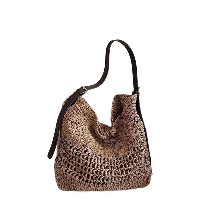 Large Macrame Shopper with Stylish Leather Trim Bowlift