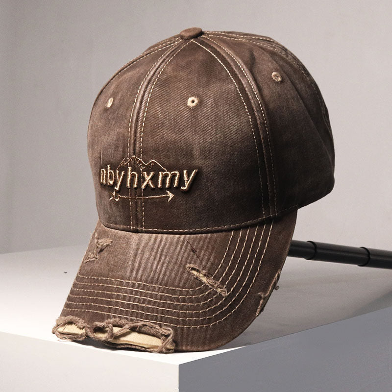 Men's Vintage Distressed Denim Baseball Cap Bowlift