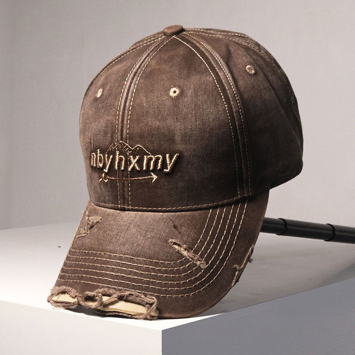 Men's Vintage Distressed Denim Baseball Cap Bowlift