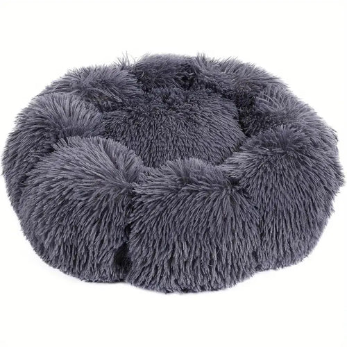 Plush Round Furry Dog Bed