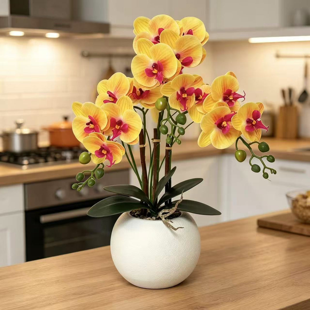 Elegant Artificial Orchid Plant Arrangement for Home Decor