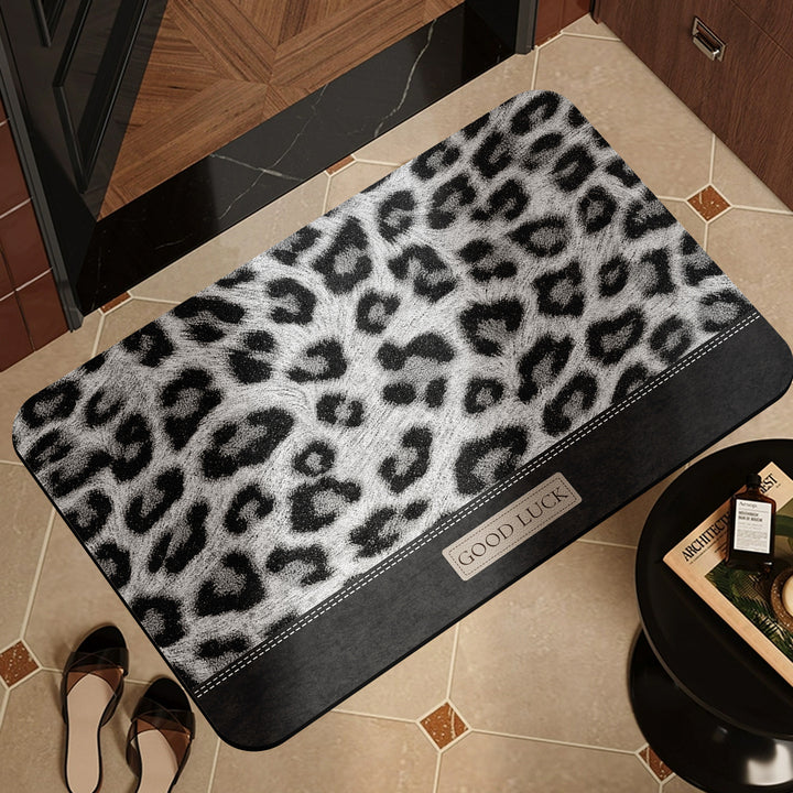 Plush Leopard Print Welcome Mat