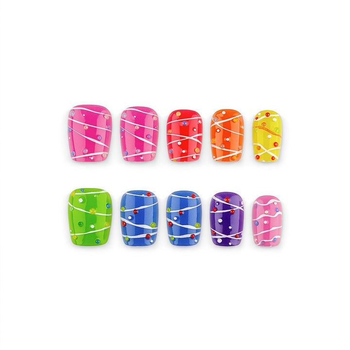Colorful playful design artificial nails Bowlift