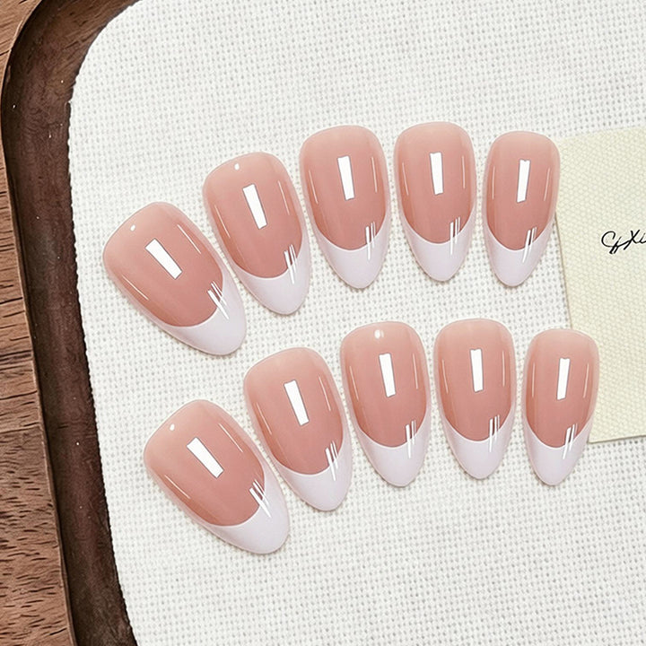Elegant Artificial Nails with French Design Bowlift