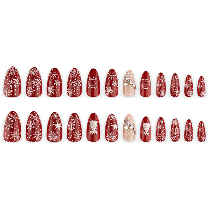 Artificial nails in festive Christmas design Bowlift