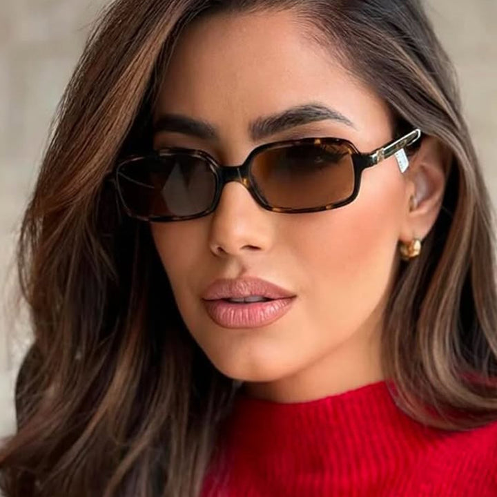 Women's fashionable square glasses with elegant plastic frame and gold accents Bowlift