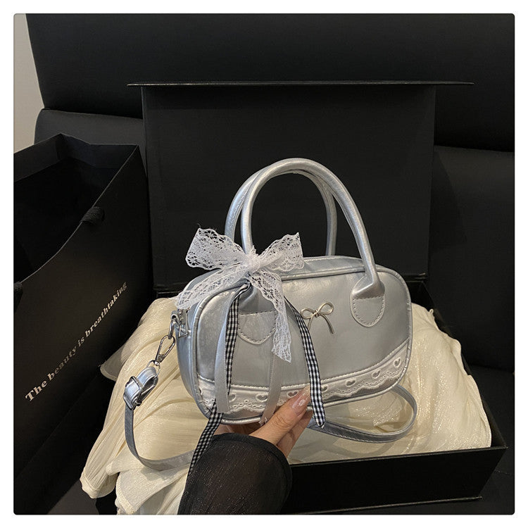 Elegant Lace-Trimmed Bow Handbag Bowlift