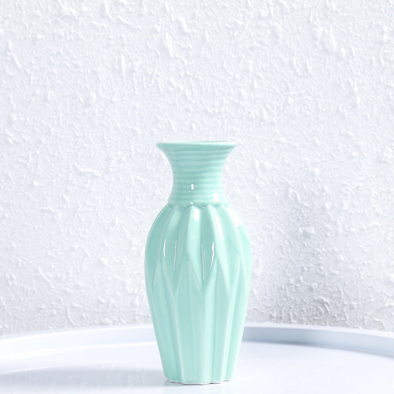 Modern Ribbed Ceramic Flower Vase Bowlift