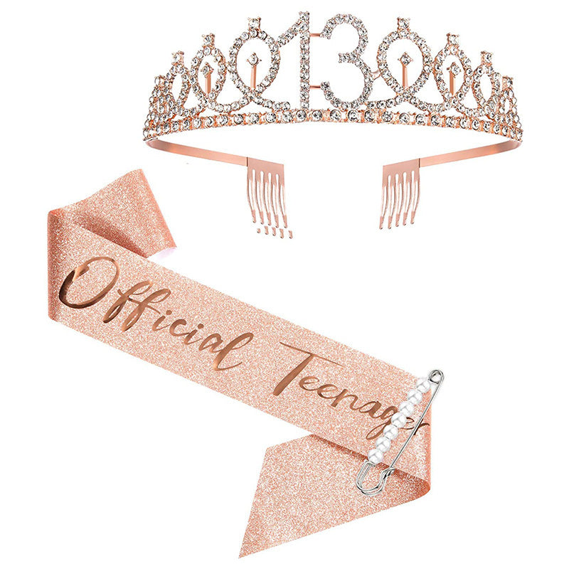 Ladies Sparkling Tiara with personalized 80th Birthday Inscription Bowlift