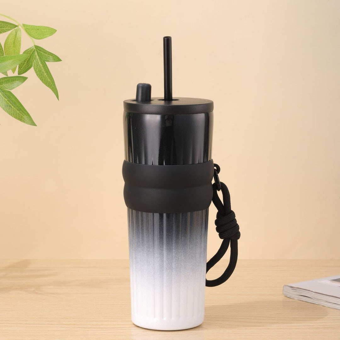 Ladies multifunctional insulated drinking bottle with integrated straw and practical carrying handle Bowlift