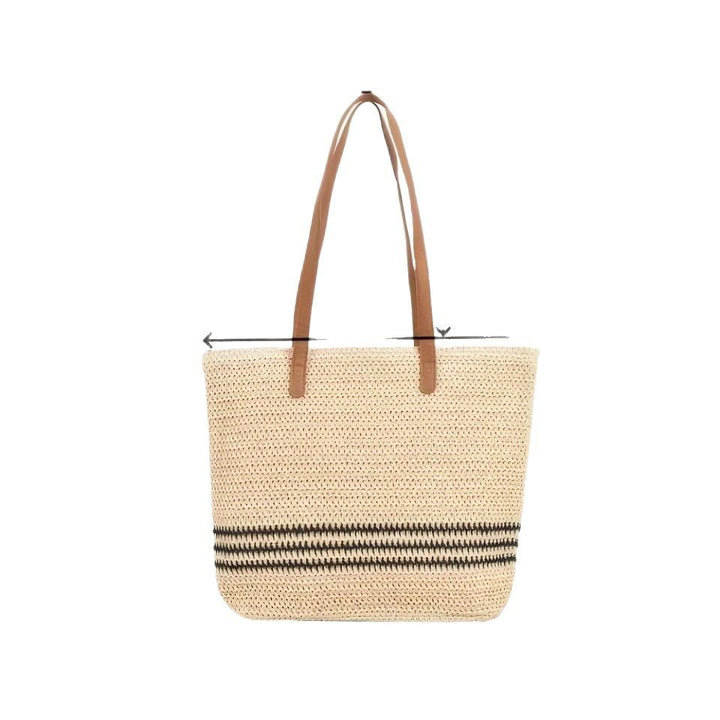 Fashionable Bast and Leather Tote Bag Bowlift