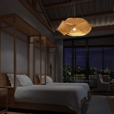 Woven Rattan Contemporary Pendant Light