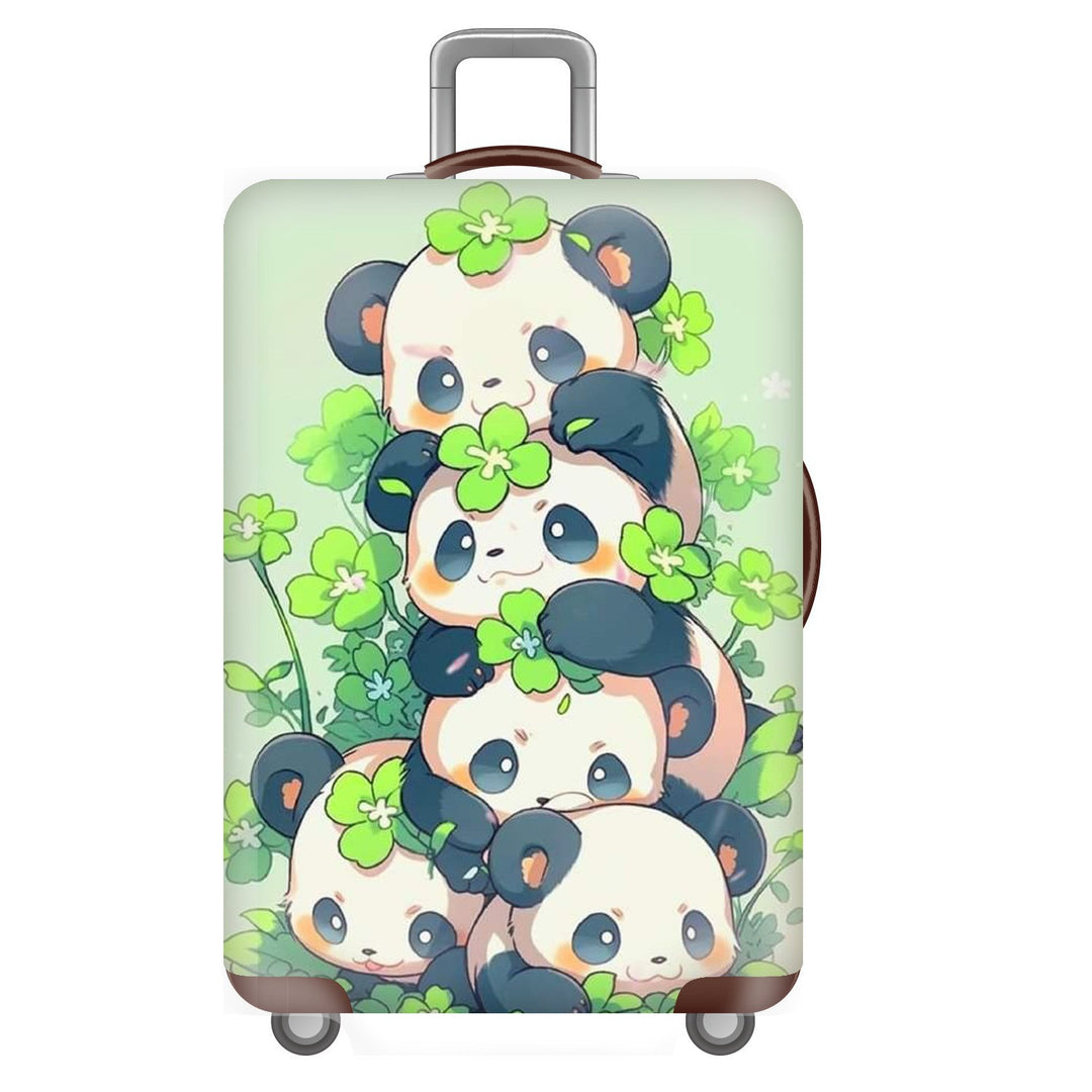 Unisex non-elastic suitcase cover for hard shell trolley with cute panda design, stretch protective cover with handle and wheel openings Bowlift