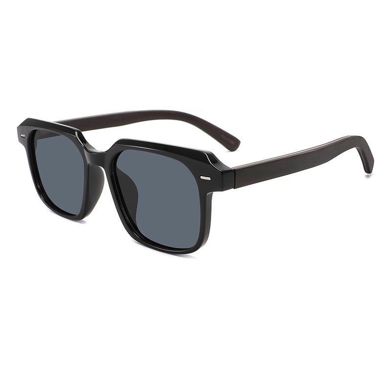 Rimless oversized cat eye polarized sunglasses with wood-effect temples Bowlift
