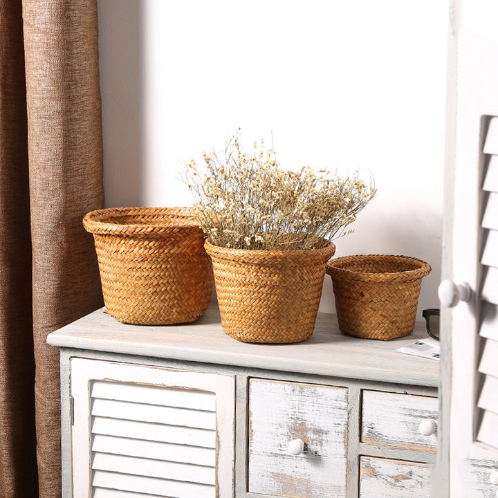 Handcrafted Natural Seagrass Storage Pot Bowlift
