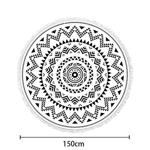 Round beach towel with colorful tropical motif Bowlift
